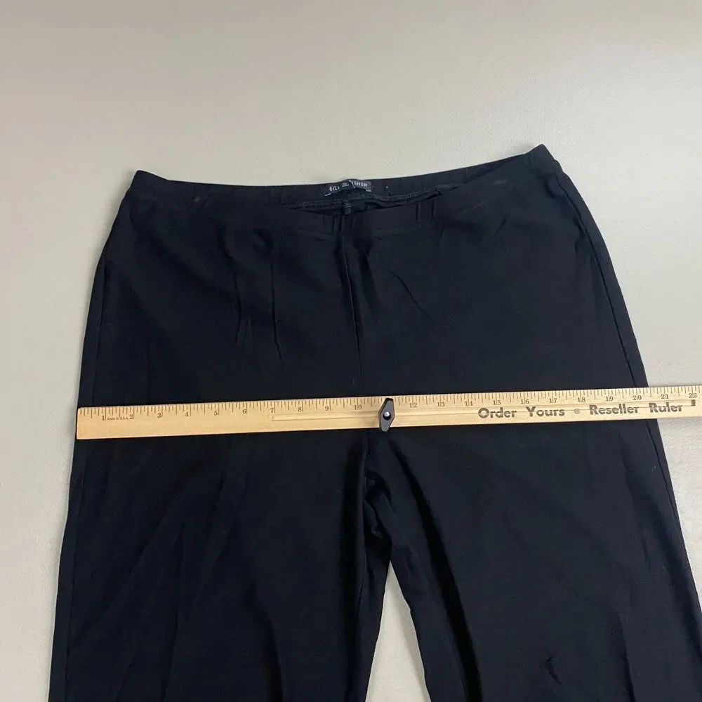 Eileen Fisher System Pants Womens Medium Black Wide Leg Ankle Crop‎ Baggy 32x27